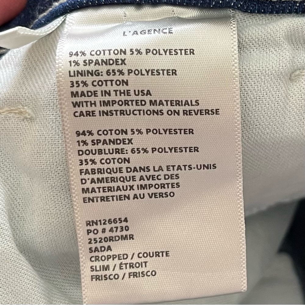 L'AGENCE Sada Jean in Frisco Size 30 Slim Crop Modern Chic Contemporary - Picture 6 of 11